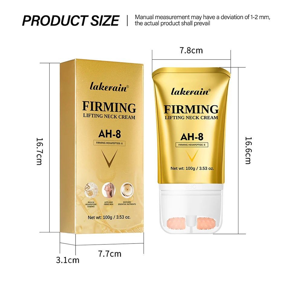 AH-8 Neck Firming Cream & Roller for Wrinkles & Crepey Skin
