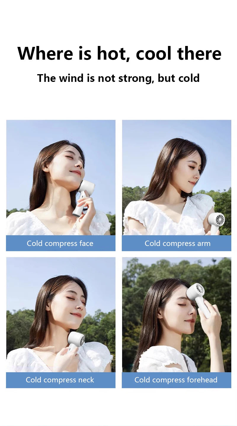 Portable Ice Cooling Handheld Turbo Fan with LED Digital Display - 9