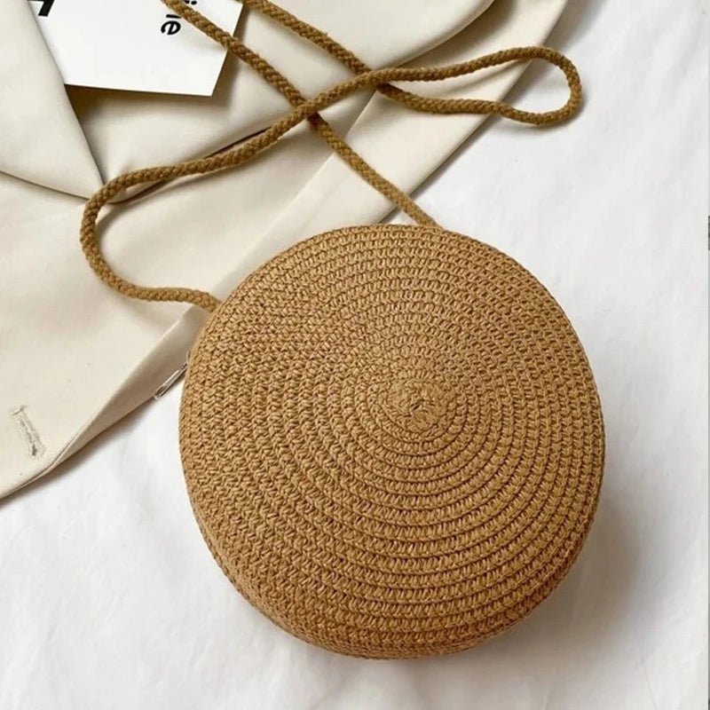 Luxury Round Straw Crossbody