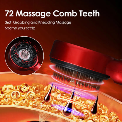 Electric Scalp Massager Comb with LED Light Therapy & Liquid Applicator