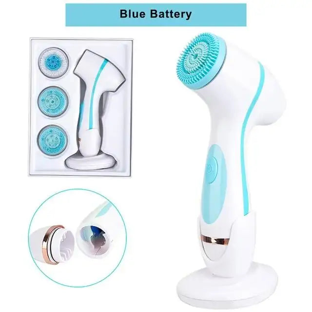3-in-1 Waterproof Electric Facial Cleansing Brush & Exfoliating Face Massager