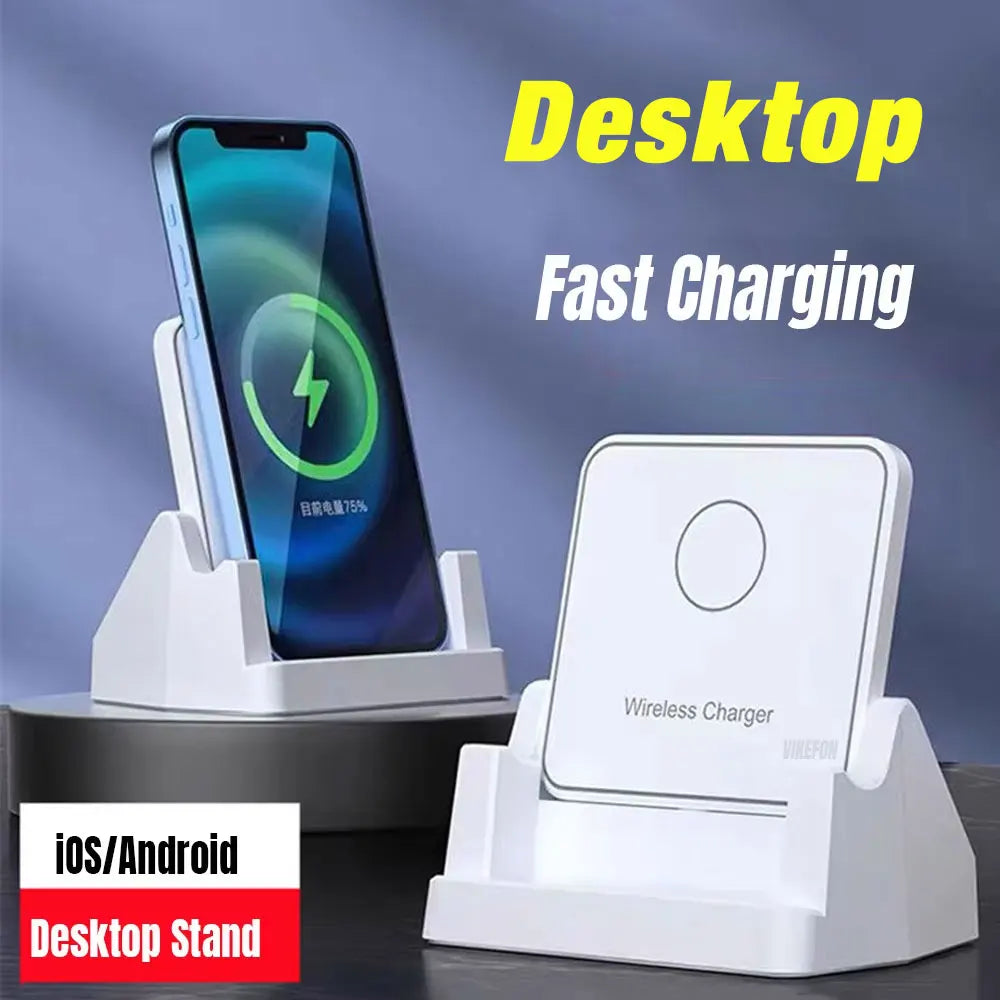 15W Fast Wireless Charging Stand - Vertical & Horizontal Phone Charger