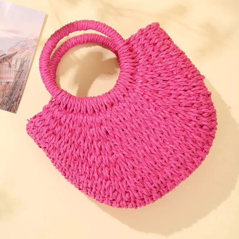 Luxury Half-Moon Straw Bag