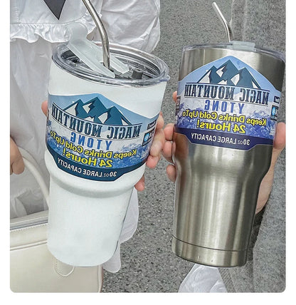 900ml Vacuum Insulated Stainless Steel Tumbler with Straw for Travel