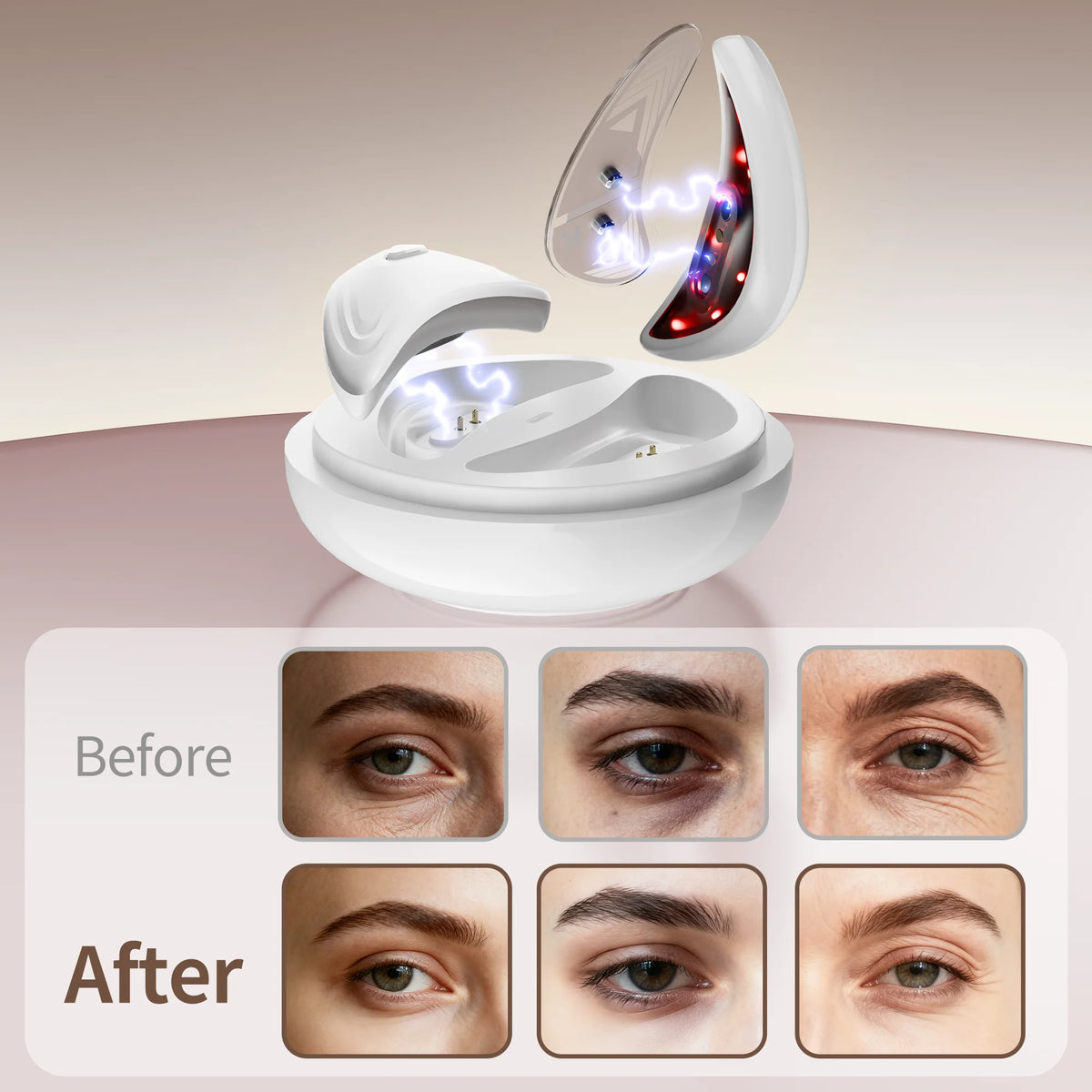 Microcurrent Red Light Under Eye Massager for Dark Circles and Puffiness