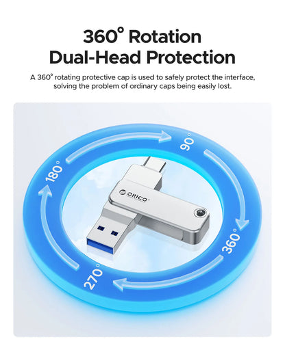 Dual USB-C & USB-A High-Speed Flash Drive - Durable Metal Storage for All Devices