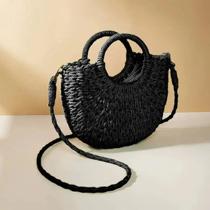 Luxury Half-Moon Straw Bag