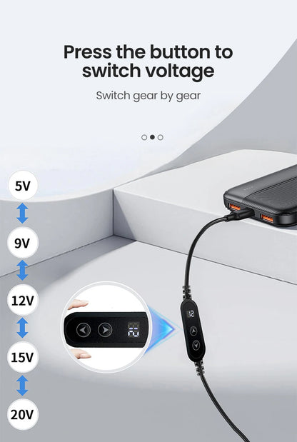 USB-C to DC Fast Charging Power Boost Cable - 5V/9V/12V/15V/20V Adapter