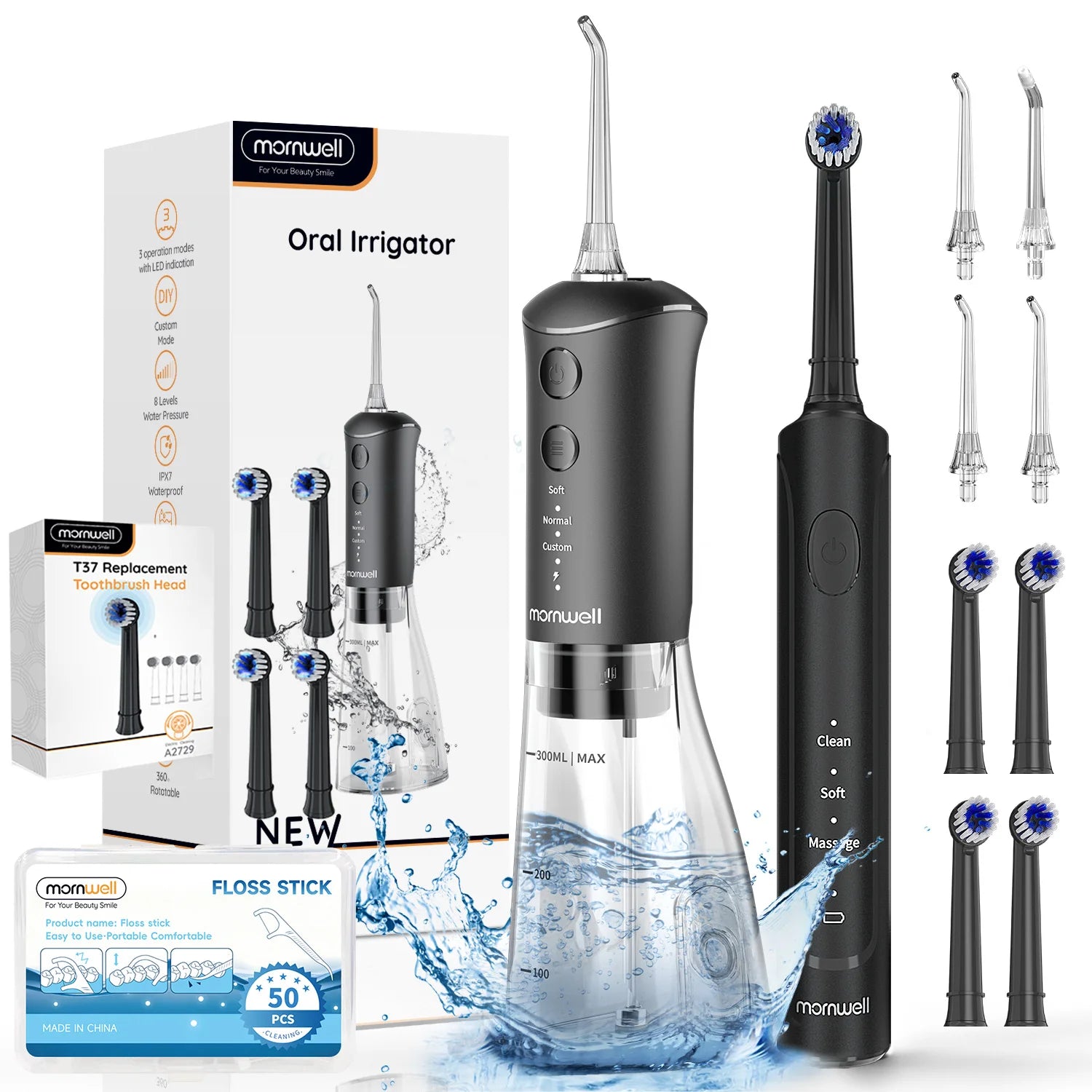 Portable Water Flosser and Sonic Electric Toothbrush Oral Care Combo Set - 1