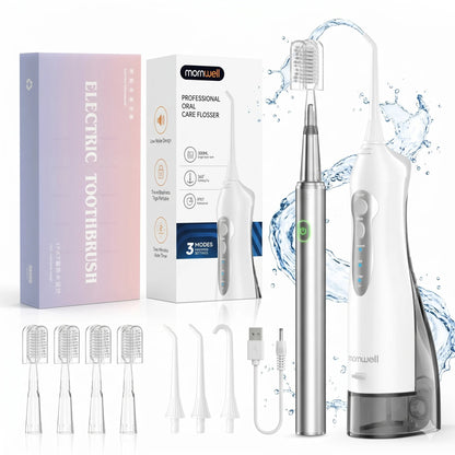 Portable Dental Oral Irrigator & Sonic Toothbrush Combo Set for Deep Cleaning