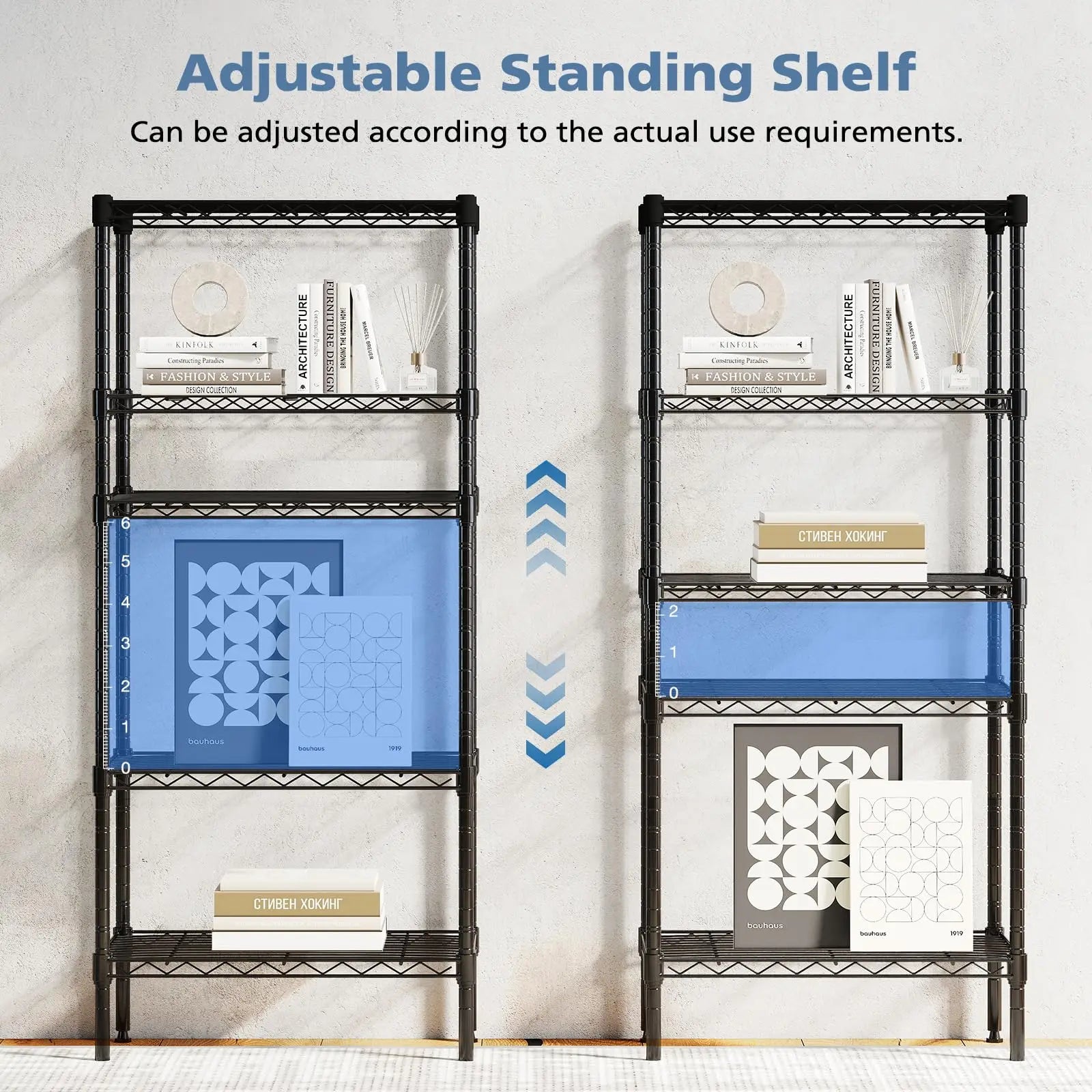 Heavy-Duty Adjustable Metal Wire Storage Shelving Rack - 3 to 5 Tier - 5