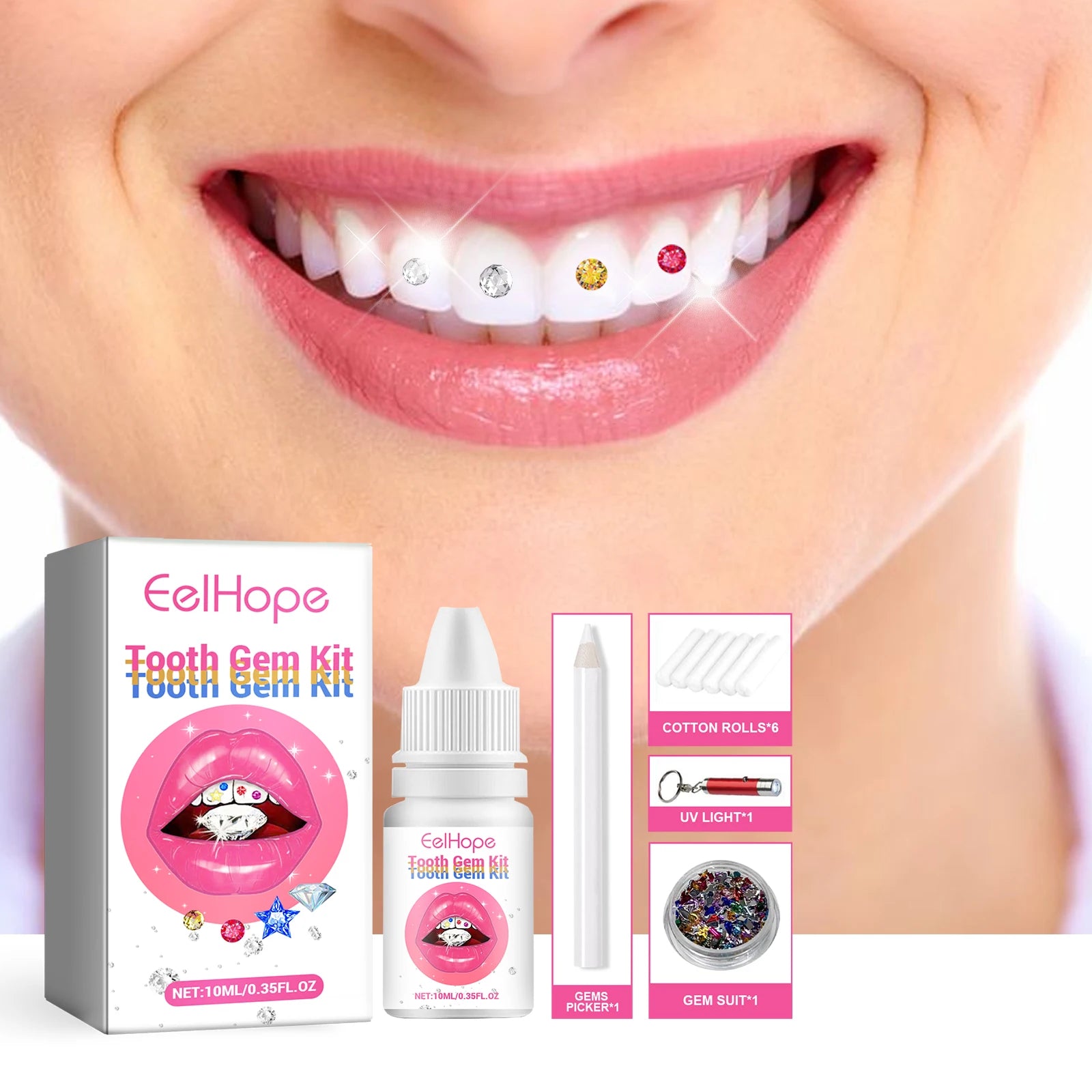 Professional DIY Tooth Gem Kit with UV Light for Sparkling Dental Jewelry - 2