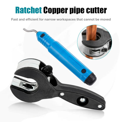 Ratchet Pipe Cutter 8-29mm with Deburring Tool - Universal Tubing Cutter for Tight Spaces