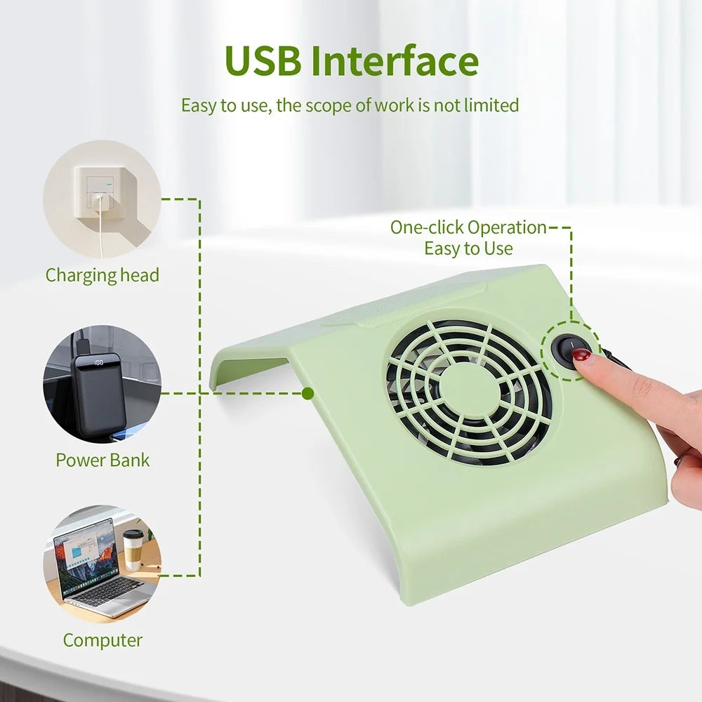 Portable USB Nail Dust Collector 24W Manicure Vacuum Extractor