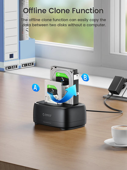 Dual-Bay HDD/SSD Docking Station with Offline Clone & USB 3.0/Type-C