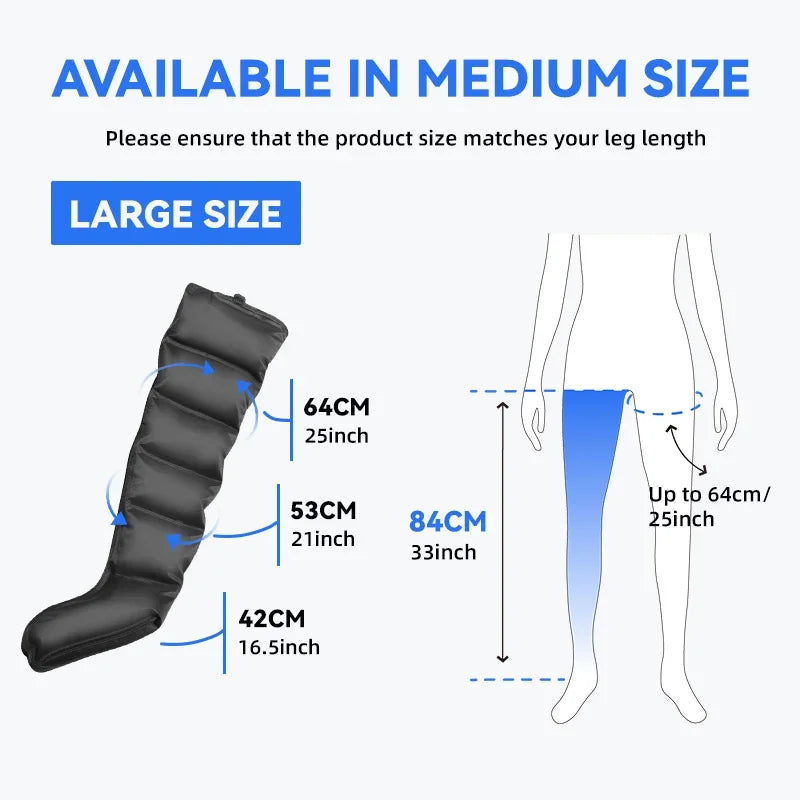 Electric Pneumatic Leg Massager - Full Leg Air Compression Recovery System