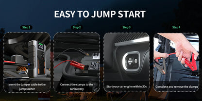 3000A Portable Car Jump Starter with 150PSI Air Compressor & LED Light