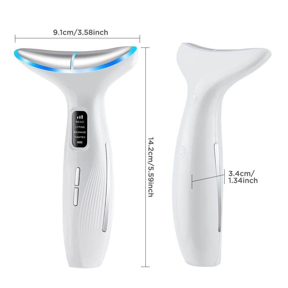 LED Light Therapy Face & Neck Lifting Massager - Anti-Aging Skin Tightening Tool - 24
