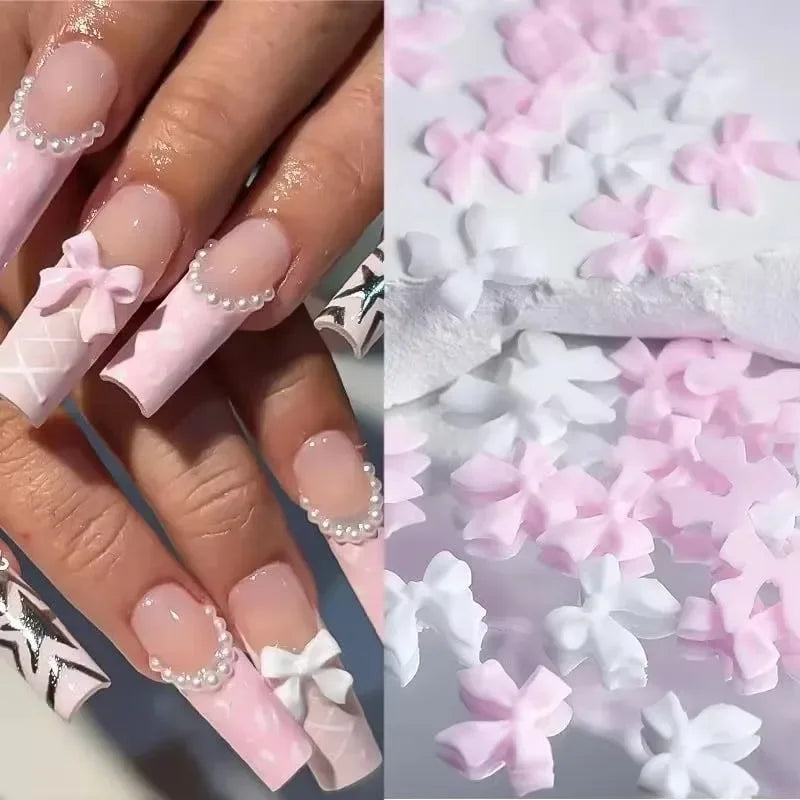 3D Mixed Nail Art Decoration Set - Acrylic Bows, Flowers & Pearl Charms - 11