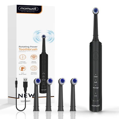 Rechargeable Sonic Electric Toothbrush with 3 Cleaning Modes & 4 Replacement Heads