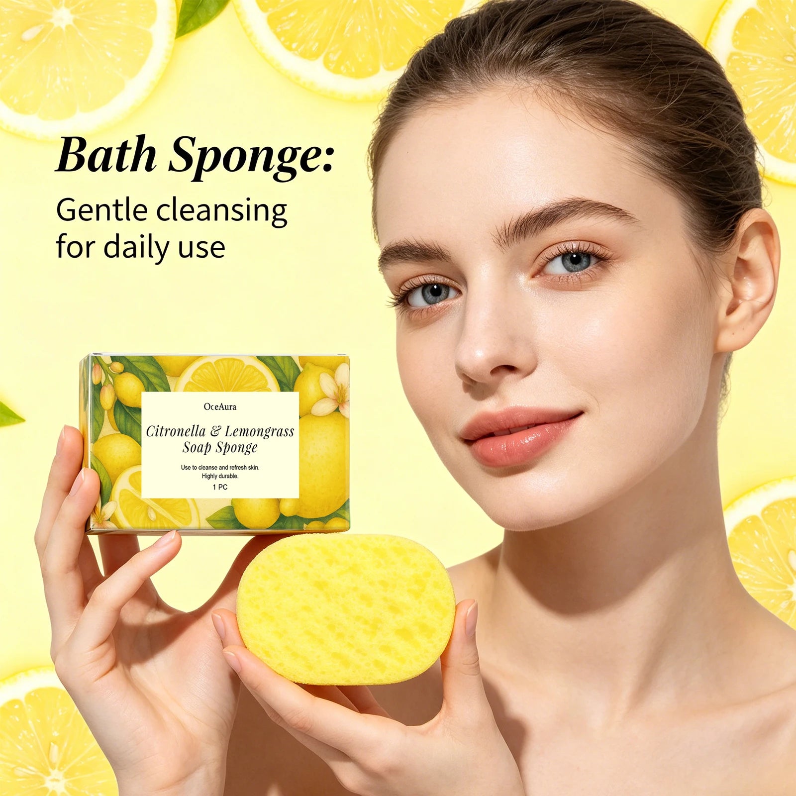 Citronella & Lemongrass Exfoliating Bath Sponge for Daily Skin Cleansing - 5