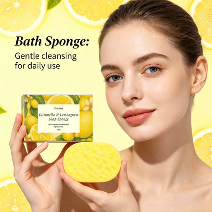 Citronella & Lemongrass Exfoliating Bath Sponge for Daily Skin Cleansing
