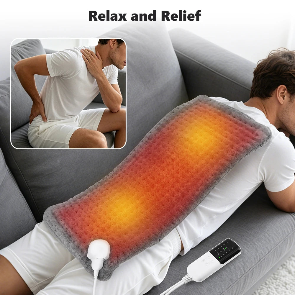 Electric Heating Pad for Back & Joint Pain Relief with Adjustable Heat & Timer - 10