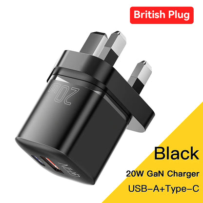 20W GaN Dual Port USB-C Fast Charger for iPhone & Android Devices