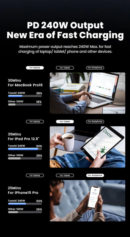 240W USB-C to USB-C Fast Charging Cable with Digital Power Display