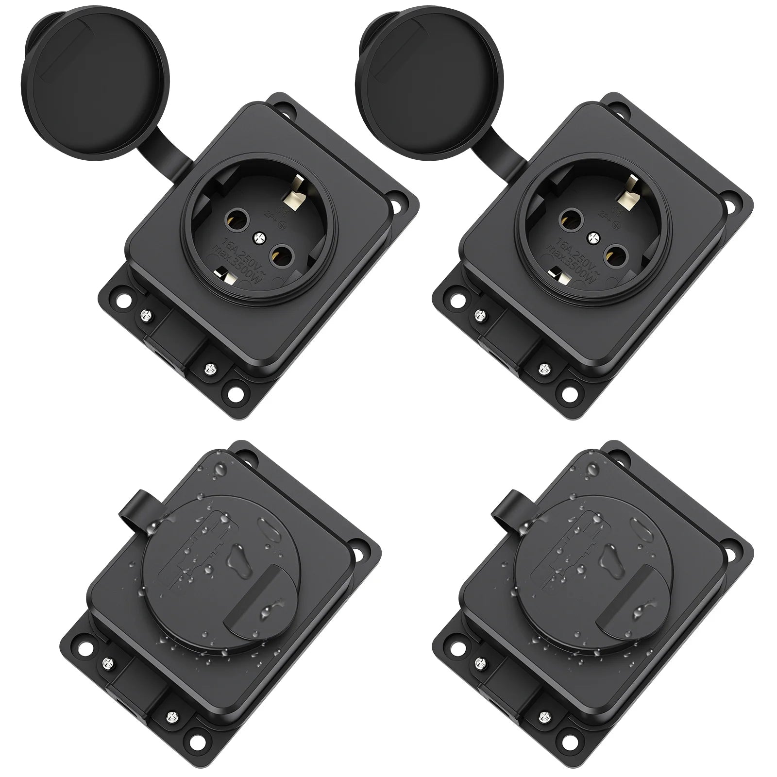 IP54 Waterproof German Standard Outdoor Power Socket - 16A 3500W Extension - 9