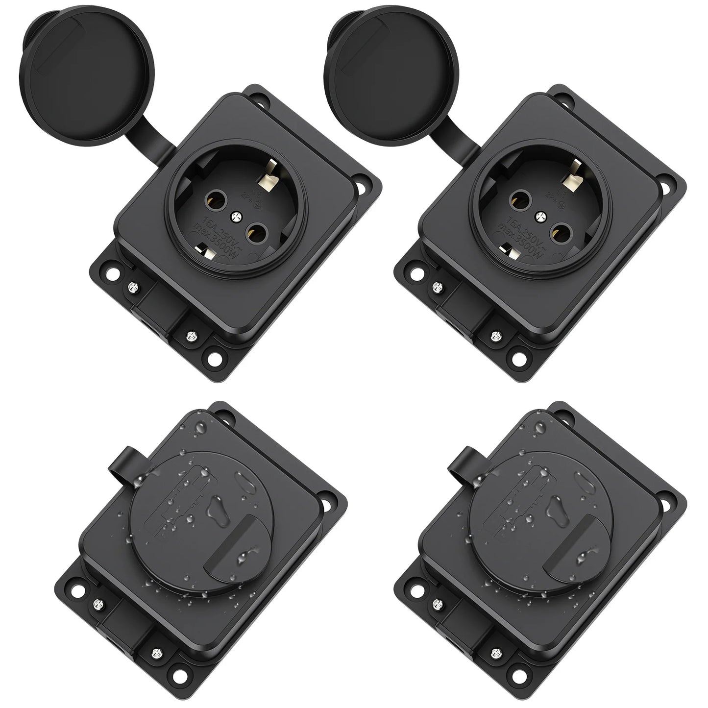 IP54 Waterproof German Standard Outdoor Power Socket - 16A 3500W Extension