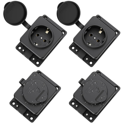IP54 Waterproof German Standard Outdoor Power Socket - 16A 3500W Extension