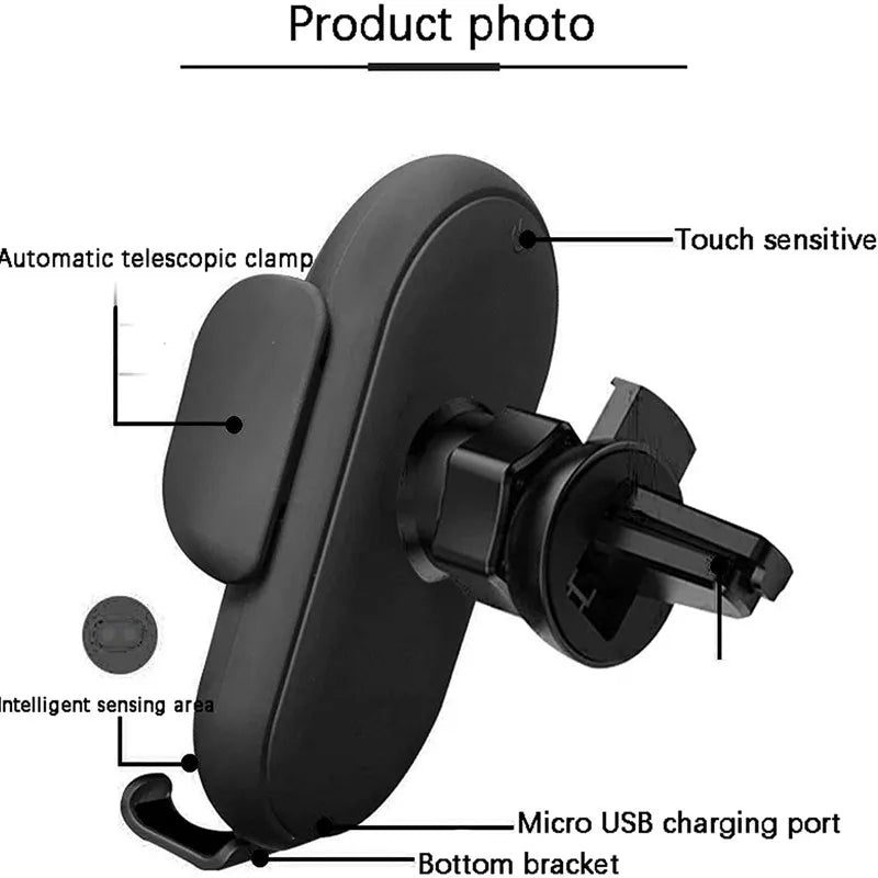 Smart Infrared Auto-Clamping 30W Fast Wireless Car Charger Mount