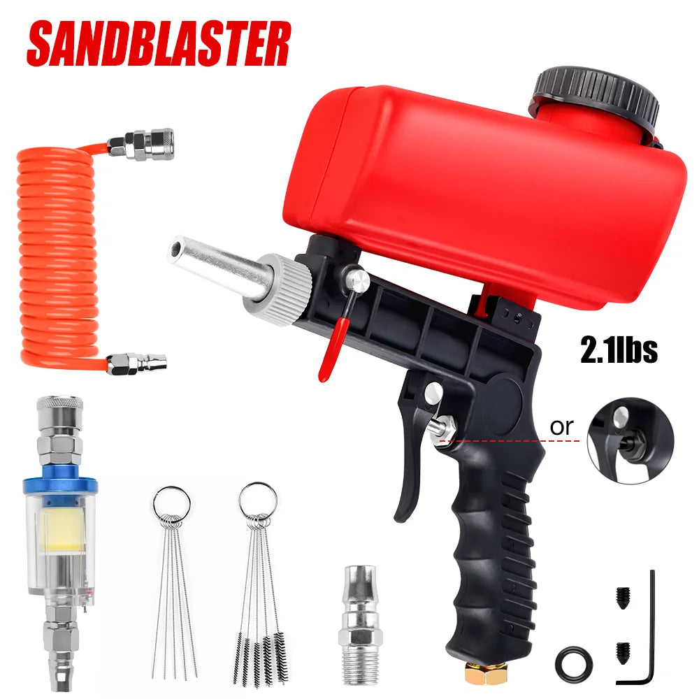 Portable Pneumatic Sandblasting Gun - Gravity Feed Sandblaster for Rust and Paint Removal - 1