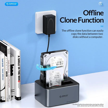ORICO Dual-Bay Hard Drive Docking Station, 10Gbps Type-C for 2.5/3.5" HDD/SSD