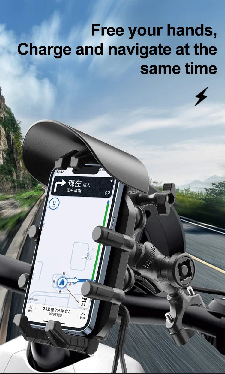 Motorcycle Phone Mount with 15W Wireless & 30W USB-C Fast Charger - 8