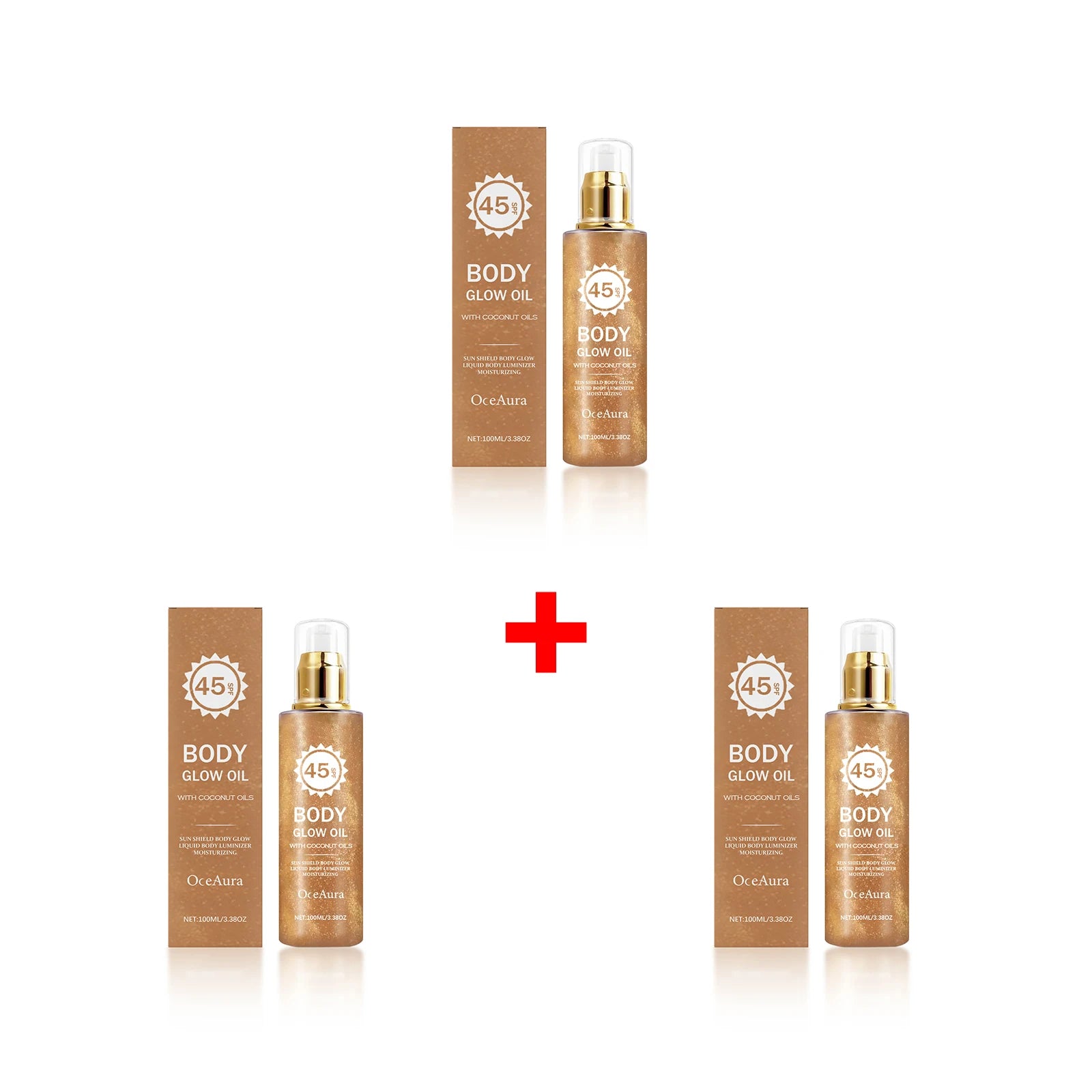 SPF 45 Shimmering Coconut Body Glow Oil Sun Protection Moisturizer - 16