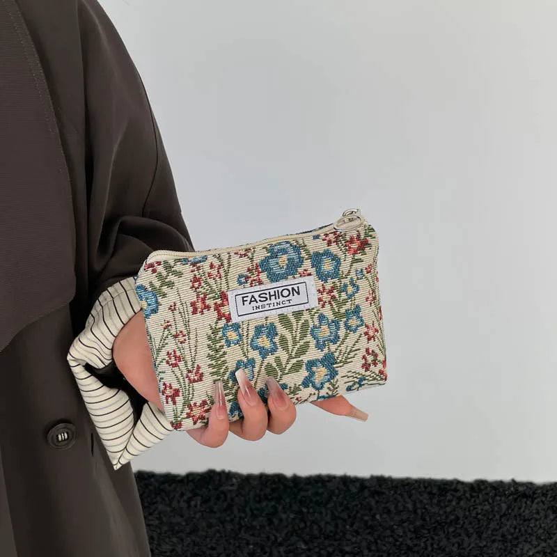 Luxury Retro Floral Canvas Clutch