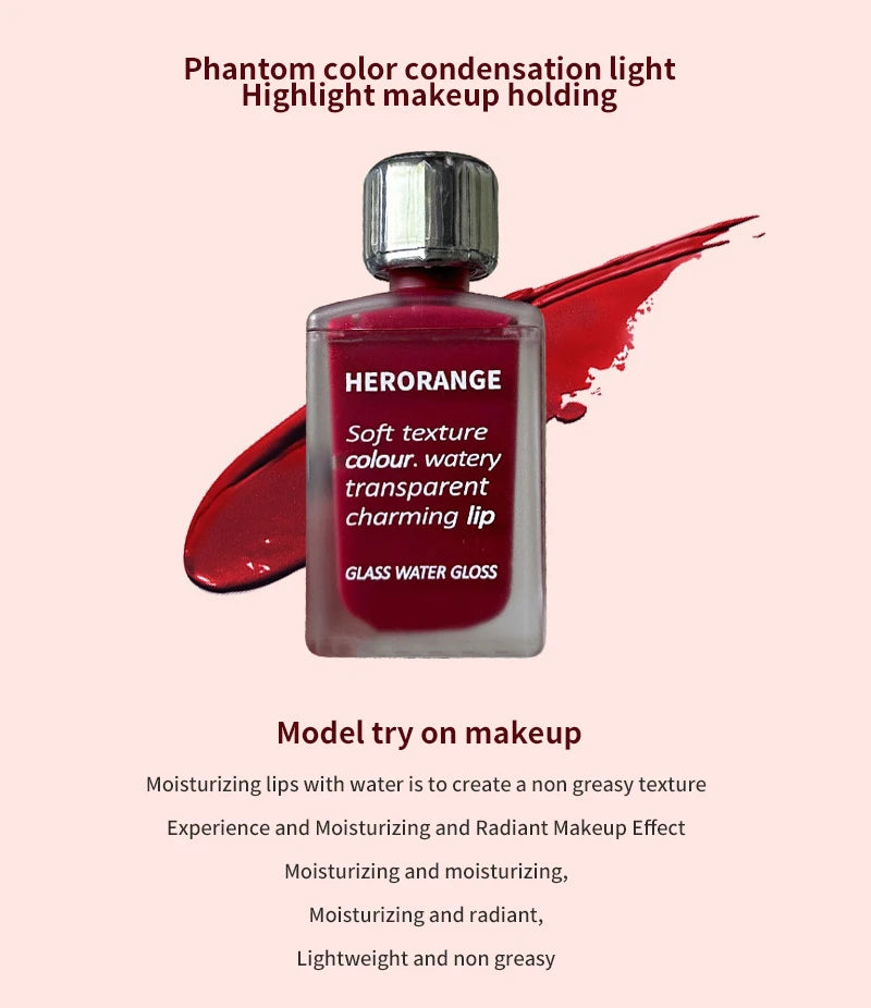Glass-Like Lip Lacquer - Mirror Shine Hydrating Long-Lasting Lipstick