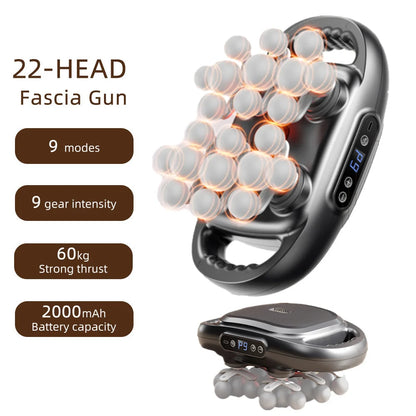 22-Head Fascia Massage Gun - Deep Tissue Body Massager