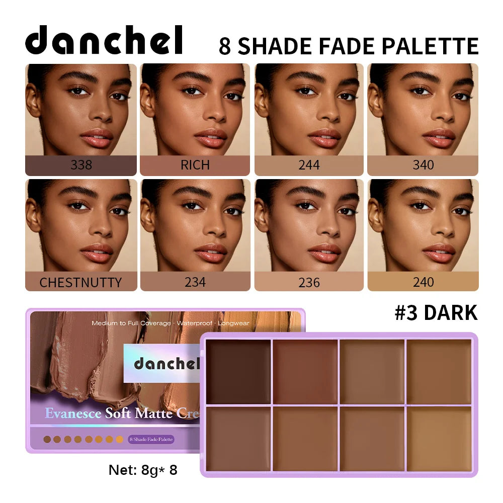 8-Shade Full Coverage Cream Concealer Palette Waterproof Makeup