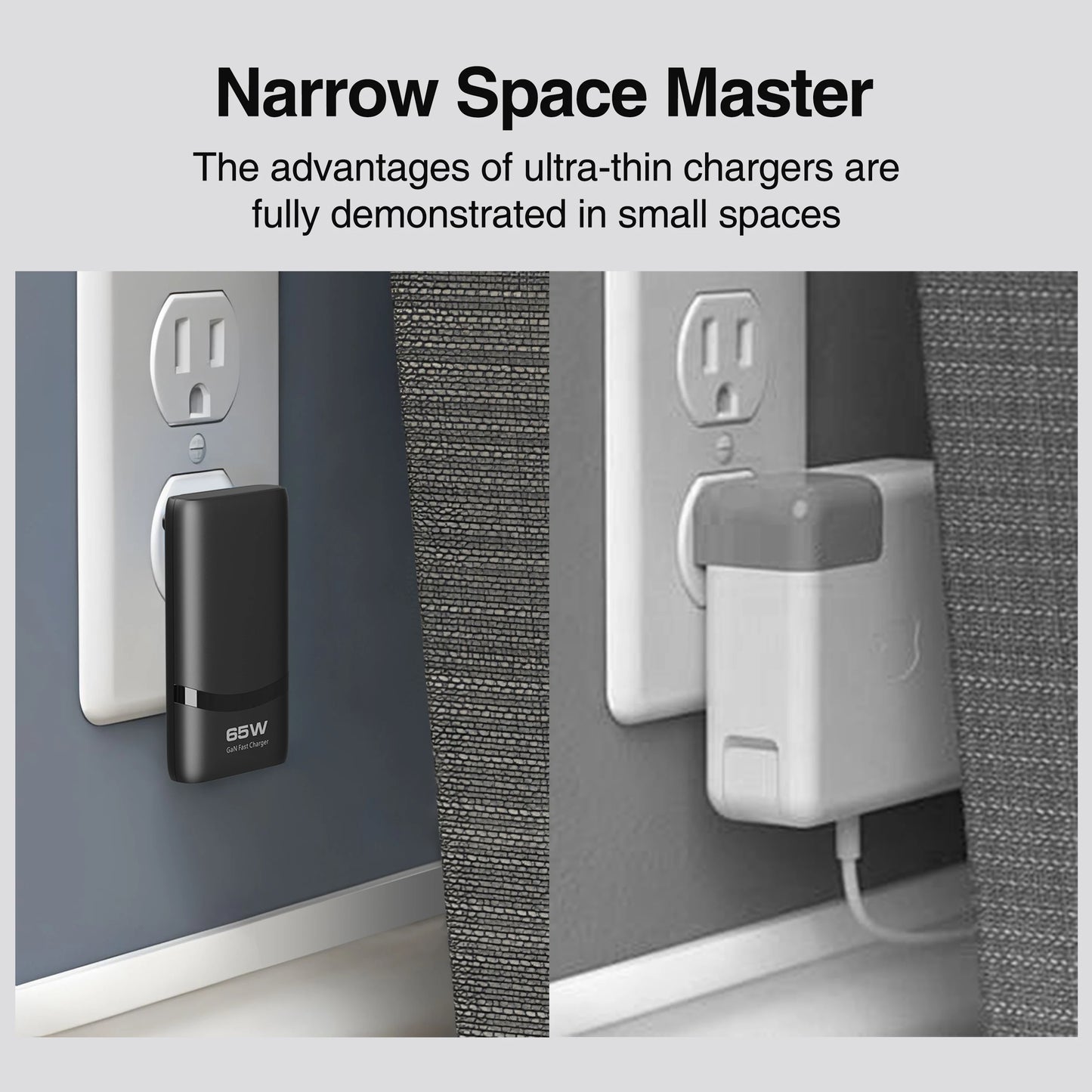 65W Ultra-Slim GaN Dual USB-C Fast Wall Charger for Laptop & Mobile