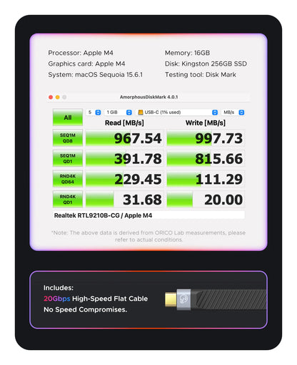 ORICO Magnetic M.2 2230 NVMe SSD Docking Station 10Gbps 4K 100W PD Hub