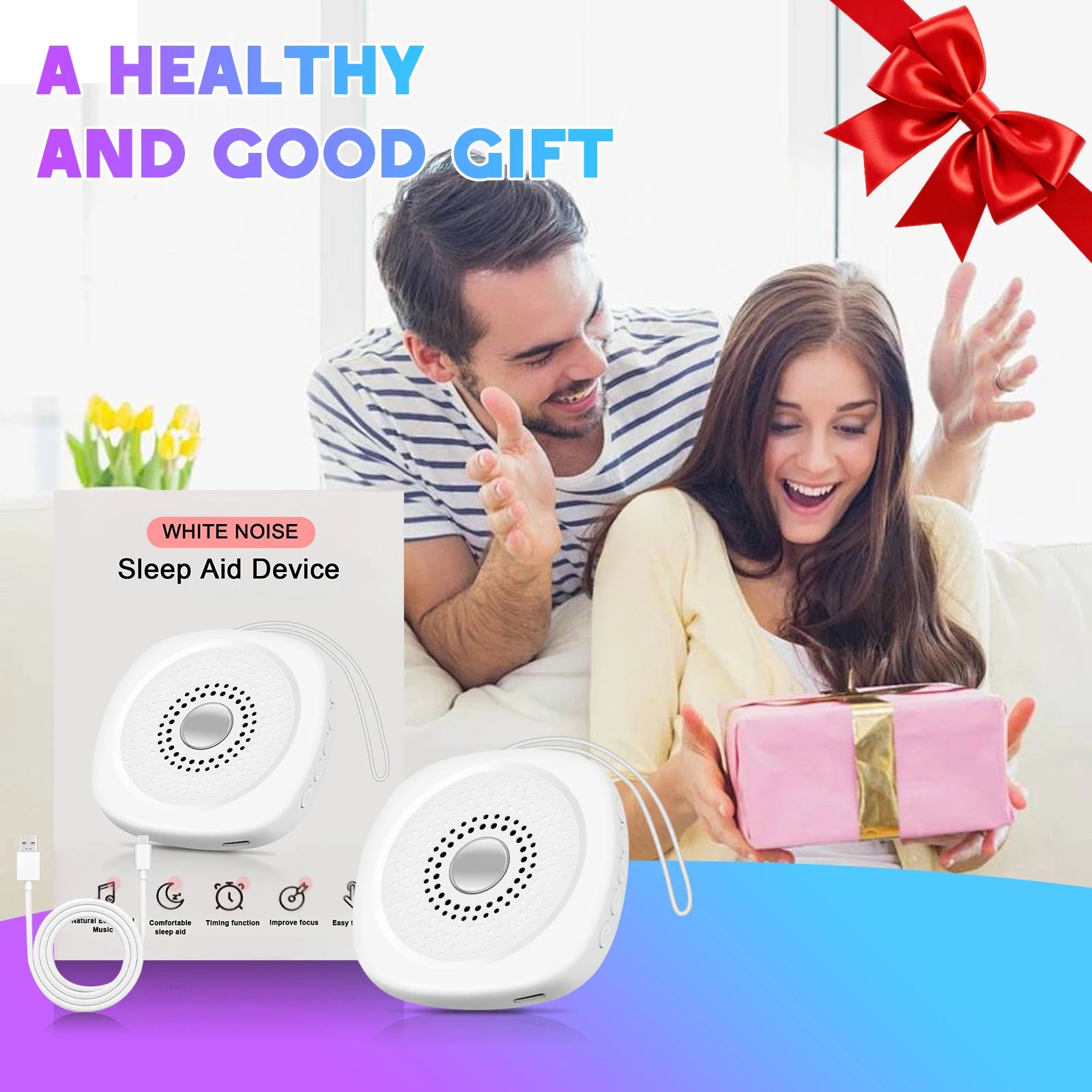 Portable White Noise Sound Machine - Sleep Aid for Babies and Adults - 16