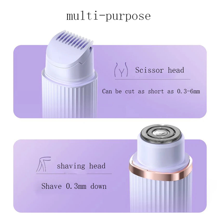 2-in-1 Women's Electric Shaver & Eyebrow Trimmer - Portable Wet & Dry Hair Remover - 3
