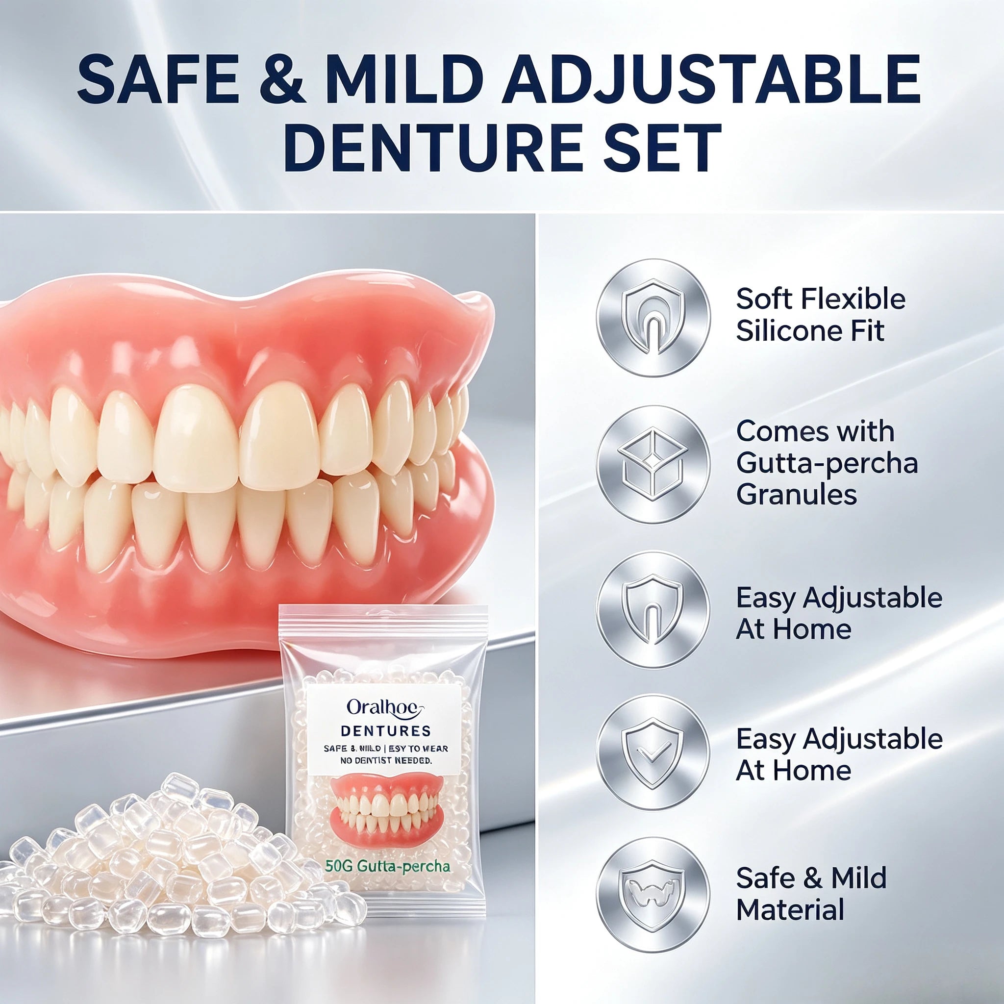 Adjustable Denture Care and Storage Kit with Mirror for Easy Daily Dental Hygiene - 6