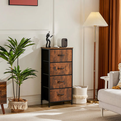 4-Drawer Bedroom Dresser & Nightstand with Sturdy Metal Frame