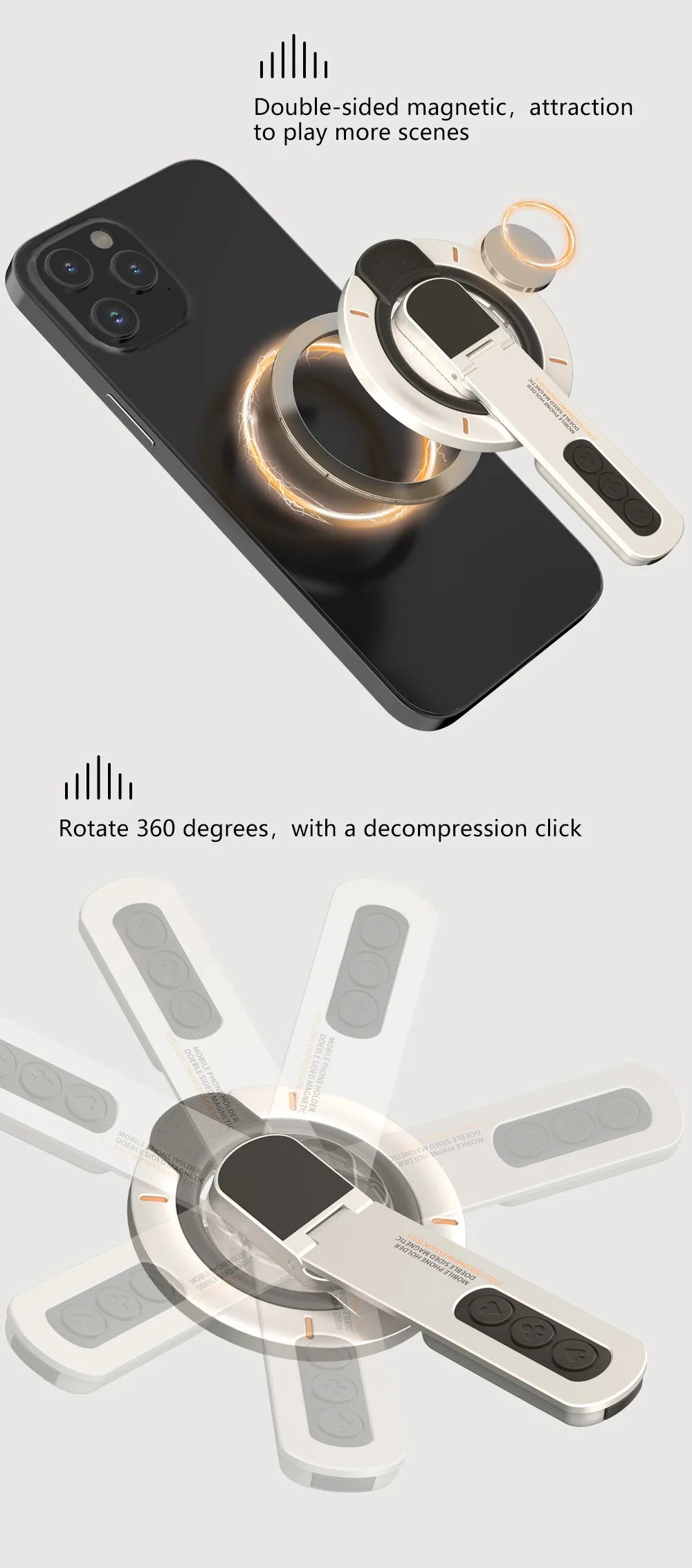 360° Magnetic Phone Stand & Ring Holder for MagSafe iPhones - 13