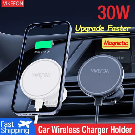 30W Magnetic Fast Wireless Car Charger Holder for iPhone 12-16 Series