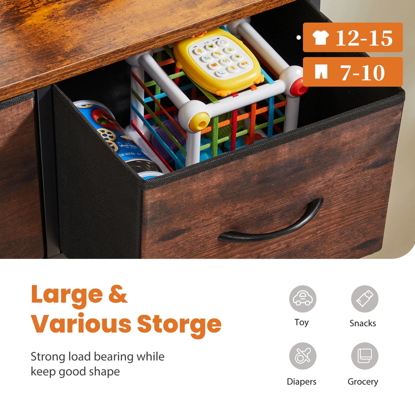 9-Drawer Fabric Dresser Storage Organizer for Bedroom & Nursery